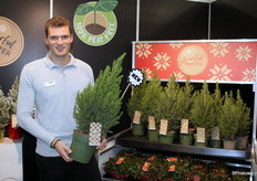 Tom Brand of Streng Growers, holding the Picea Magnifique.