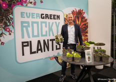 Fabian Noordermeer of Green Sales at the stand of Evergreen Rocky Plants