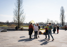 And at the exit were protesters against bulb cultivation..