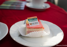 A cake was not to be missed, with strawberry flavour and a strawberry on top, of course.