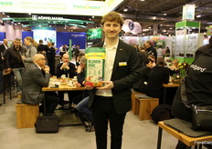 Fricis Roderts of Floragard, with one of the renewed products. Floragard's products are now more environmentally friendly and contain less peat
