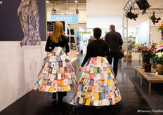 These ladies walked around the aisles all day with a skirt full of greeting cards
