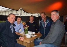 Gerald Oukers, Gert van Beek of Horticoop. In the center, Ad Wouters of nursery Wouters, and Frank vd Burg & Eddie van Boven