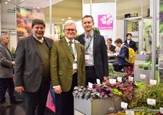 Jaap Kras of Floraculture International with Karol Pawlak and his son Konrad Pawlak of Vitroflora and Fleuroselect.