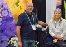 Mike Haggett and Jessica Cudnik with American Takii. Takii breeds and produces flower and vegetable seed varieties.