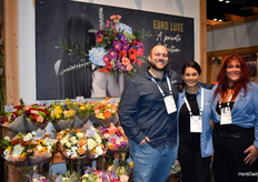 Steve Burgess, Cristy Herrera and Marie Rodriguez with Falcon Farms showcasing their Euro Luxe Collection