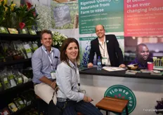 Roberto Bonanno of The Flower Hub with Jay Williams of Winfield Africa an Louise Scholtz of Unifli Roses.