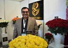 Shailesh Kunar Rai, managing director at Heritage Flowers with Bahama in front and Ever Red on the right side. First time they are exhibiting at IFTEX.