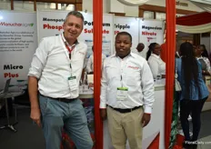 Christophe Nys and Moses Akamai of Manuchar Kenya Limited. They are global distributors of  water soluble fertilizer with 134 affiliates around the world.