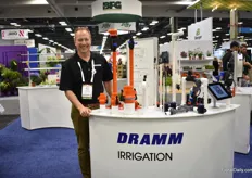 Kurt Becker of Dramm Corperation with the new Dramm Outdoors, a new irrigation system. “It has a nozzle and a plumbing that is easy to assemble and disassemble. The nozzle provides excellent coverage.”