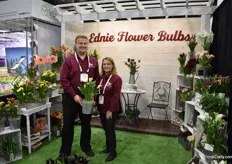Jeffrey den Breejen and Kim Spadora of Eddie Flower Bulbs, with a new calla (not named yet).