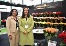 Maria Rodriguez and Maria Valdospinos of Eden Roses, an Ecuadorian rose grower presenting all their new varieties.