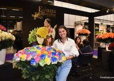 Nathaly Buitron of Edana Floralba, a grower in Ecuador, growing roses.
