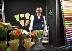 Christoph Görges of Görges, a printing company specialised in flower wrapping paper and flower sleeves. They are at the exhibition for the first time.
