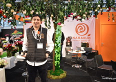 Daniel Gome of Naranjo Roses under their 'preserved rose tree'.
