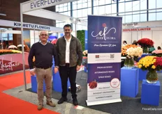 Carlos Bousantos of Optimal Connection and Kushel Patel of Everflora Limited, a grower of premium, intermediate and spray roses in Kenya.