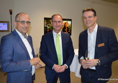 Jack Goossens, Decorum & chairman of the Supervisory Board at Royal FloraHolland, Peter Bakker, director Plantion, and Kees Pingen, Smiths Kwekerijen