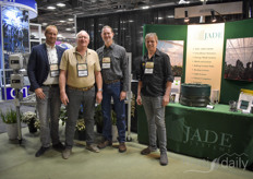Jan Koenekoop & Scott Fender with Jade Systems are visited by Pieter Kruijt, Verkade Klimaat (left) & Herman Verboom with HT Verboom Transportsystemen.