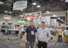 Richard Van Wingerden believes in the younger generation stepping in to do most of the business - but has time to be in the photo with them! On the left Josh Hamill, also all ready 8 years part of the Van Wingerden Greenhouse Company