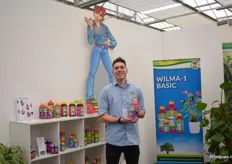Jur Cooijmans of Wilma's Lawn and Garden showing their new cutflower nutrition.