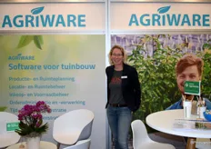 Isabella Poessé from MPS Agriware at the exibition with several orchids from the grower Optiflor wich has joined their customer base.