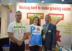 Jamie Prior, Charlotte Mackay & Steve Droog with Kam's Grower Supply, offering the ProGro water soluble fertiliser under their own brand. 