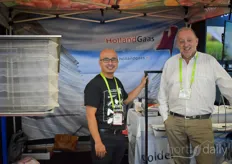Antonio Gómez of Greenhouse Depot Inc showing the Holland Gaas products and catching up with Michiel van Spronssen with Glascom International