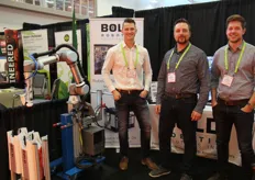 Bill VandenOever and hiss colleagues with Bold Robotic Solutions showing - you might never guess - their Robotic Solutions, to increase productivity, improve safety, and decrease cost. Photo by Greenhouse Canada. 