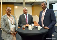 A delegation from the embassies: Hayat Hassan and Lawrence Lenayapa of the Kenyan Embassy and Jean Pierre Karebaranga of the Embassy of Rwanda
