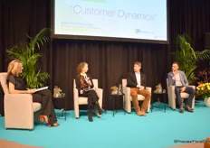 The panel, with from left to right moderator Simone van Trier, Kate Penn of SAF, Paul Burton of Flower Hub and Dennis van der Lubben of the Flower Council of Holland
