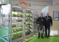 Dominik Bretz & Thomas Hain with RAM Group, showing the SalaJoe to go, a vending machine for hydroponic lettuce