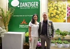 Anat Moshes of Danziger and Luigi Tricarico of Triflor, the distributor of Danziger cut flowers and bedding plants in Italy. They see the local production of cut flowers increasing in Italy with the aim of exporting them to the Netherlands and other countries.