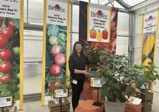 More great-tasting, top-performing vegetables join the Burpee Home Gardens brand for retail sales, including the Sweet Canyon Sweet Peppers in Orange, Red, and Yellow, seen here with Account Manager Tiffany Heater. The fruit is large, and plants are high-yielding with resistance to 10 races of bacterial leaf spot.