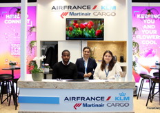 Angelo Muzo, Aastha Gambhize and Elena Gelsumino at the booth of AirFrance, KLM and Martinair Cargo
