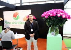 Carlos Alban from Flores de la Hacienda, showcasing the Unicorn rose which attracted a lot of interest from visitors