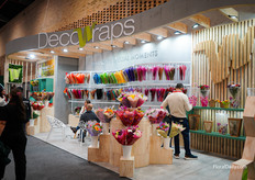 A colorful Decowraps booth