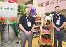 Tobias Smith and Josh Partlow, Westbrook Greenhouses next to the flower self watering pot the newest edition to their portfolio