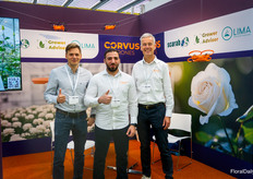 Mykhailo Yushchuk, GrowerAdviser, Murat Sharabati and Frans-Peter Dechering, Corvus Drones. The company recently announced the collaboration with three rose yield prediction expert companies: GrowerAdviser, Lima Labs and Scarab Solutions.