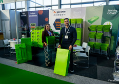 Diana Hernandez and Lirenzo Ruisi, Van Vliet - Newwen, showing packaging solutions that can be reused over and over, and are stackable