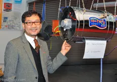 jang Seung Ho from Shinan Green Tech poses with an air dehumidification vent