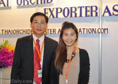 Mr Jade Meyanyieam and his daughter. Meyanyieam is the president of the Thai Orchid Exporter Association. Next to this he also has a 40 hectare orchid nursery in the Ratchaburi Province.