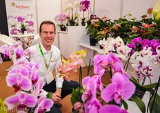 Marco Knijnenburg of Anthura finaly had some time to get on the picture, in his booth their was a non stop flow of visitors that wanted to take a picture of the wonderful Anthuriums and Phalaenopsis