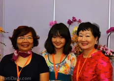 Flora Lee, Eva Liao and Chia Lin Lee of Shulong Flowers Industry Co.