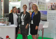 Also the GreenTech Amsterdam was present to inform exhibitors and visitors about their event ; from l-r : Ulyana Tarasyuk, Mariska Dreschler and Jeanette den Boer.