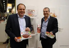 Paul van de Mierop and Koen Lauwerysen, Den Berk BVBA, showing their new tomato concept Den Berk Delice