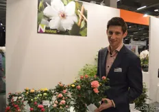 Michel Wolvers of Nolina, holding the new two colored rose, called Noriko Hit of the PatioHit Collection.