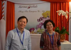 Lance Chuang and Olivia Lee of Hermes Orchids. The only orchid growers at the show.