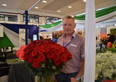 Bert Middelkoop of Zuurbier & Co in the booth of Esmeralda Breeding.