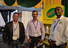 Shirish Ingale of Agrichem Africa Limited, grower Satish Kumar Kuravi fo Enkasti Flower Growers, and Peter Muraya of Agrichem Africa Limited.