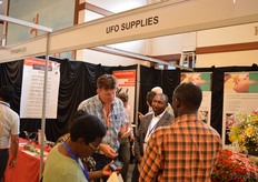 Jaap van Staaveren of UFO Supplies talking with visitors.